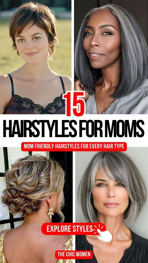 Mother’s Day Hairstyles for Busy Moms Moms Hairstyles, Hairstyles For Busy Moms, Hairstyles For Moms, Easy Mom Hairstyles, Glamorous Curls, Day Hairstyles, Elegant Updos, Stunning Hairstyles, Frizz Free Hair