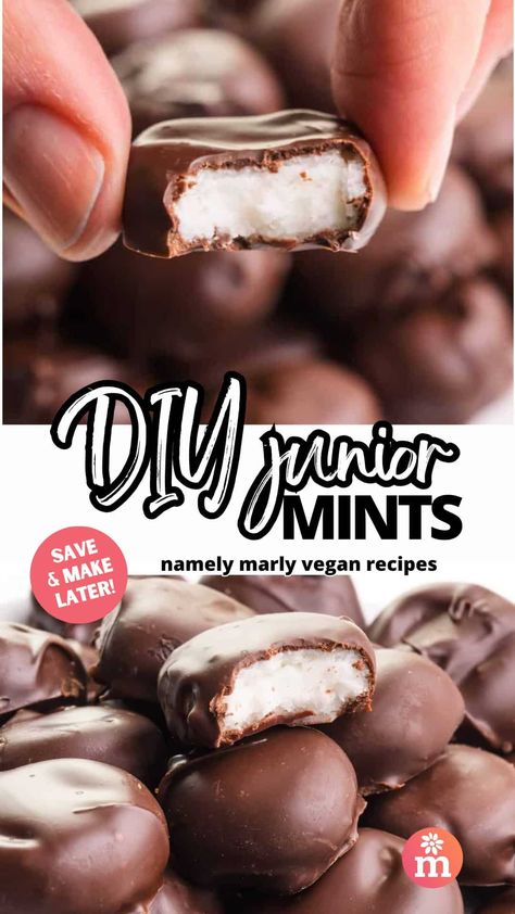 Mint Filling For Chocolates, Homemade Junior Mints, Dairy Free Chocolate Candy, Dairy Free Candy, Mint Bars, Accidentally Vegan Foods, Junior Mint, Mint Chocolate Candy, Buttery Popcorn