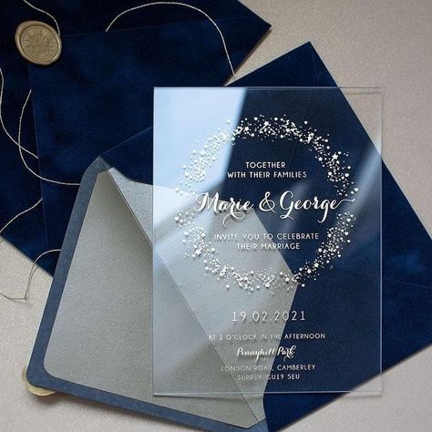 Glass Wedding Invitations, Glass Invitations, Acrylic Wedding Card, Luxury Wedding Invitations Design, Clear Wedding Invitations, Fairytale Wedding Invitations, Magic Dust, Unique Wedding Cards, Gold Foil Wedding Invitations