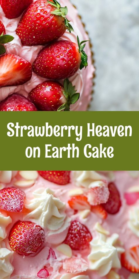 Indulge in the summer bliss of Strawberry Heaven on Earth Cake! This delightful dessert features layers of airy angel food cake, creamy vanilla pudding, and sweet strawberry pie filling, all topped with luscious whipped cream and fresh strawberries. Perfect for family gatherings or a sweet craving, this visually stunning treat is easy to make and is sure to impress your guests. Chill for a couple of hours and enjoy a slice of heaven! 🍓✨ #Dessert #StrawberryCake #SummerTreats Cherry Heaven On Earth Cake, Strawberry Heaven On Earth Cake Recipe, Heaven On Earth Cake Strawberry, Strawberry Heaven On Earth Cake, Heaven On Earth Cake Recipe, Heaven Dessert, Heaven On Earth Cake, Strawberry Heaven, Angel Food Cake Desserts