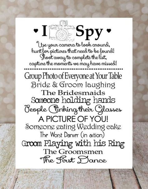 If you're reading these, then you've likely decided to include children to the wedding guest list roster. While this decision can be extremely thoughtful, ador I Spy Wedding Game, Spy Wedding, Reception Games, Reception Activities, Wedding Reception Games, Game Diy, Kids Wedding Activities, Wedding Game, Kids Activity Table