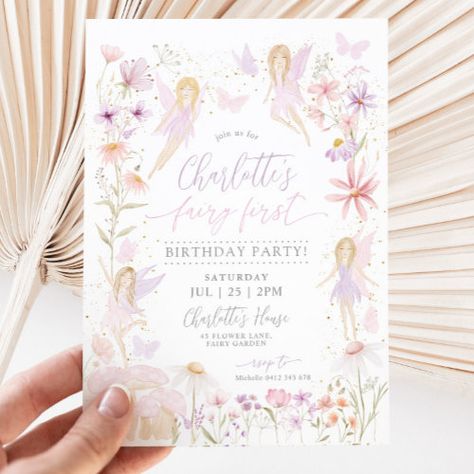 Fairy 1St Birthday Invitation Fairy First Party #zazzle #weddinginvitations #birthdayinvitations #babyshowerinvitations #zazzleinvitations #monogram #businesscards #graduation #homedecor Fairy 1st Birthday, Fairy Invitations, Birthday Fairy, Baby Shower Boho, 2nd Birthday Invitations, Baby Shower Invitaciones, Girl 2nd Birthday, Garden Birthday, Fairy Birthday