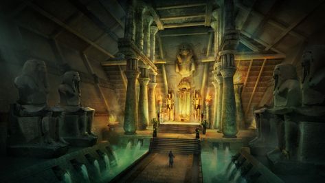 ArtStation - Ancient Egyptian Throne Room Egyptian Temple Interior, Egyptian Throne Room Concept Art, Anubis Reference, Egyptian Throne Room, Egyptian Throne, Ancient Interior, Fantasy Egypt, Egyptian Treasure, Egyptian Room