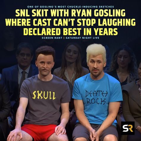 Social media declares one of Ryan Gosling’s most chuckle-inducing sketches featuring Beavis and Butthead as one of #SaturdayNightLive’s best in years. 🤣

“...might have been the hardest I’ve laughed at #SNL in years.”
“...an absolute classic.”
“...everyone is running on all cylinders.”
“...there was no way Heidi Gardner had ever seen Mikey Day as Butthead before this exact moment.” Heidi Gardner, Snl Skits, Kenan Thompson, Beavis And Butthead, Kate Mckinnon, Review Games, Can't Stop Laughing, Night Live, Ryan Gosling