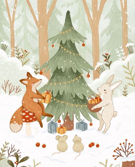 Christmas Graphic Design, Christmas Forest, Winter Illustration, Have Inspiration, Christmas Graphics, Woodland Christmas, Tree Illustration, Christmas Drawing, Winter Art