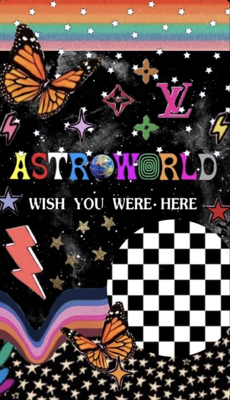 Travis Scott Astroworld Wallpaper, Room Collage Pictures, Travis Scott Painting, Astroworld Aesthetic, Astroworld Wallpaper, Chicken Pasta Creamy, Astroworld Travis Scott, Artist Logos, Wallpaper Sun