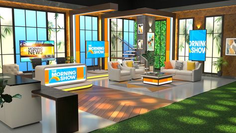 Morning Show Set Design :: Behance Tv Set Design, Tv Set, Tv Sets, Morning Show, Autodesk 3ds Max, Design Architecture, Set Design, Design Working, 3ds Max