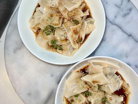 Chicken & Chive Wontons Recipe - Whisk Gyoza Wrappers, Wonton Dumplings, Chili Crisp, Chicken Wontons, Ginger Paste, Night Recipes, Wonton Recipes, Date Night Recipes, Fall Dishes