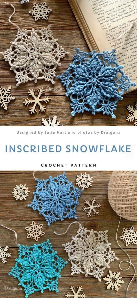 Inscribed Snowflake Crochet Pattern Crochet Snowflake Pattern, Confection Au Crochet, Crochet Christmas Decorations, Crochet Snowflakes, Crochet Stars, Crochet Simple, Holiday Crochet, Crochet Christmas Ornaments, Stitch Crochet