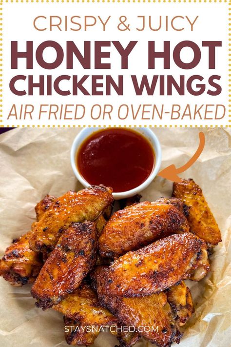 Hot Honey Wings Air Fryer, Sweet Heat Chicken Wings, Honey Hot Wings Sauce, Spicy Chicken Wings In The Oven, Sweet And Spicy Chicken Wing Sauce, Wet Wing Sauce, Hot Honey Sauce Chicken Wings, Spicy Honey Wings, Hot And Honey Wings