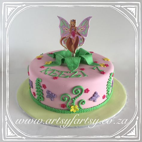 Winx Club Flora Cake #winxclubfloracake Winx Club Birthday Cake, Winx Club Party Ideas, Winx Club Birthday, Winx Cake, Luau Cookies, Winx Club Flora, Winx Flora, Fairy Birthday Cake, 8th Birthday Cake