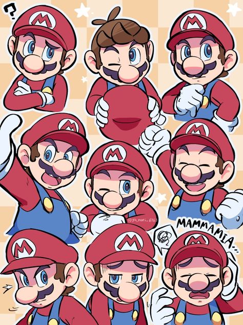 Mario Fan Art Anime, Mario Fanart Cute, Mario Fanart Anime, Mario Characters Fanart, Bowuigi Comic, Super Mario Bros Fanart, Mario Expressions, Bowuigi Fanart, Super Mario Fanart