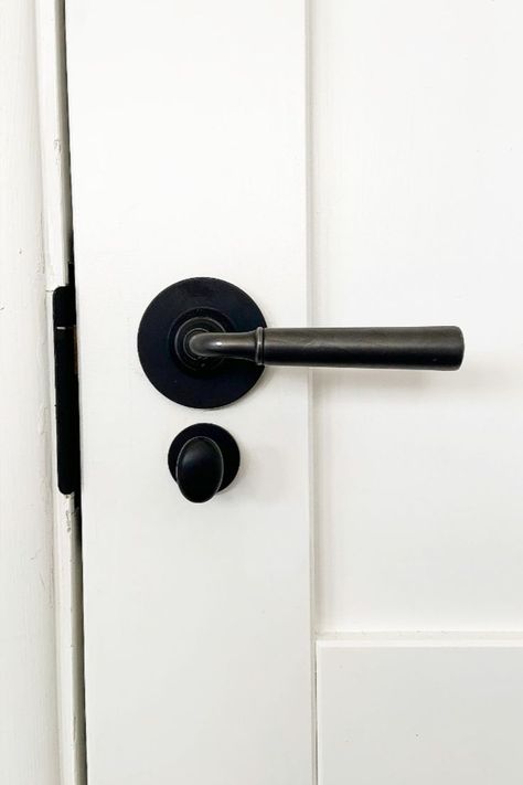 Cottage Door Handles, Black Front Door Hardware, Black Lever Door Handles, Black Interior Door Handles, Mediterranean Doors, Black Door Hardware, Black Interior Door, Black Door Knobs, Interior Door Hardware