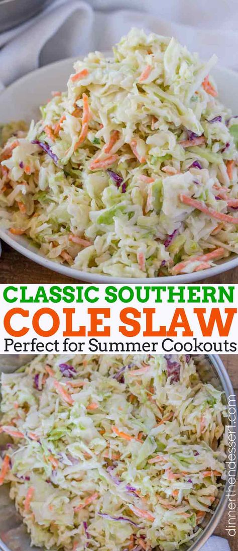 Easy Cole Slaw, Coleslaw Recept, Southern Coleslaw, Homemade Slaw, Easy Coleslaw, Coleslaw Recipe Easy, Slaw Dressing, Vegan Coleslaw, Coleslaw Salad