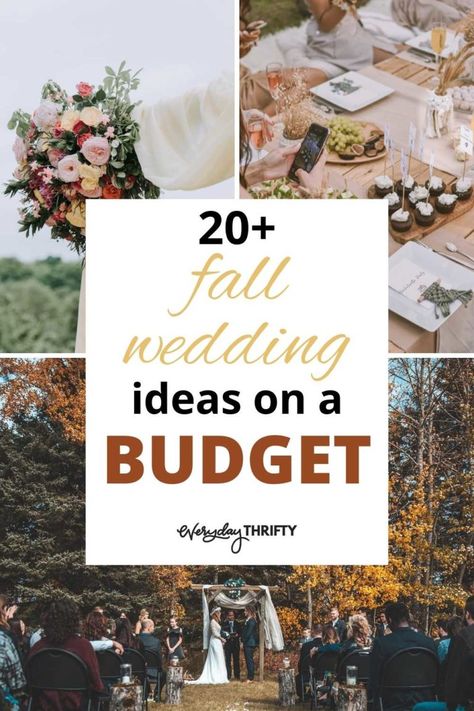 20+ Fall Wedding Ideas On A Budget (That Actually Look Expensive) - Everyday Thrifty Cheap Fall Wedding Ideas, Fall Wedding Decor Ideas, Diy Fall Wedding Decorations, Wedding Ideas On A Budget, Fall Wedding Decor, Outdoor Wedding Ideas, Fall Wedding Ideas, Fall Wedding Color Palette, Fall Wedding Diy