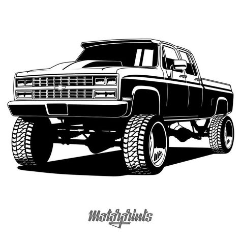 Square Body Chevy Drawing, Chevy Truck Tattoo Ideas, Chevy Truck Tattoo, Truck Tattoos, Chevy Wallpaper, Truck Sketch, 1985 Chevy Truck, Truck Drawings, Classic Cars Trucks Chevy