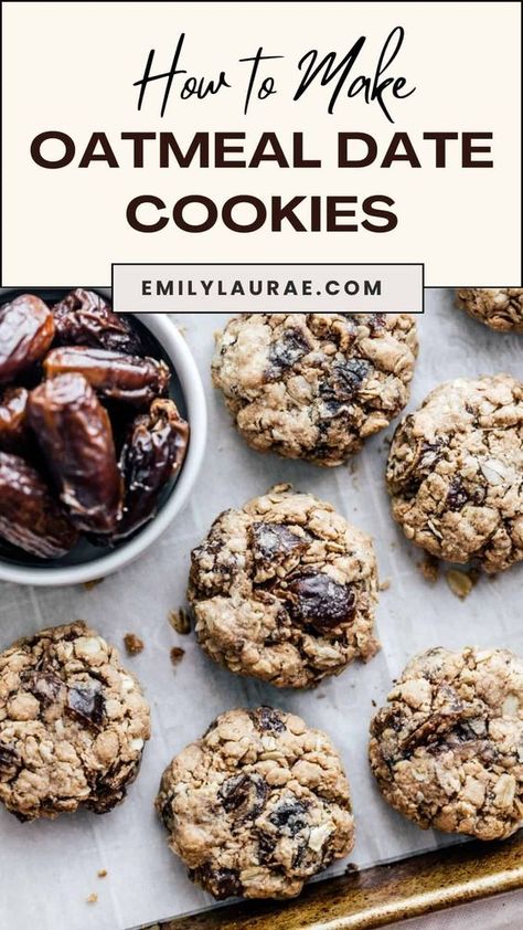 Enjoy these Oatmeal Date Cookies for breakfast, snacks, and as a sweet treat! Made with nut flour and naturally sweetened with dates, maple syrup, honey, and chocolate, these healthy cookies are just as delicious as a classic oatmeal cookie. Oatmeal Date Cookies, Date Recipes Healthy, Aip Paleo Desserts, Simple Oatmeal, Cookies For Breakfast, Granola Cookies, Madeleine Recipe, Date Cookies, Easy Oatmeal