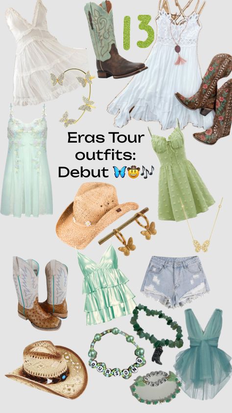 Eras Tour Outfits Debut #taylorswift Eras Tour Outfits Debut, Debut Eras Tour, Taylor Swift Debut Album, Eras Tour Outfits, Tour Outfits, Taylor Swift Outfits, Country Concert Outfit, Country Concerts, Themed Outfits