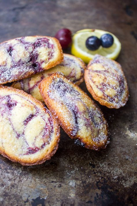 Not your ordinary Madeleine, Blueberry Cherry Fruit Swirled Lemon Madeleines are a twist on the traditional. They go great with coffee, ice cream and more! Madeline Pastry, Blueberry Madeleines, Madeline Recipe, Madelines Recipe, Madeline Cookies Recipe, Madeleine Recipes, Lemon Madeleines, Madeleines Recipe, Madeleine Cookies