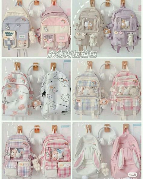 Kawaii Backpacks For School, Tas Aesthetic, Korean Bags, Cute Backpacks For School, Cute School Bags, Cute Stationary School Supplies, Stylish School Bags, Cute School Stationary, Kawaii Bags