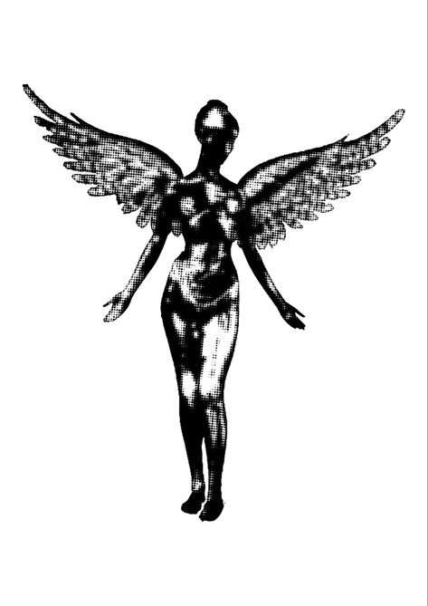 in utero angel nirvana halftone tattoo idea inspo Halftone Tattoo, In Utero Angel, In Utero Tattoo, Utero Tattoo, Nirvana Tattoo, Iphone Layouts, In Utero, Angel Tattoo, Joy Division