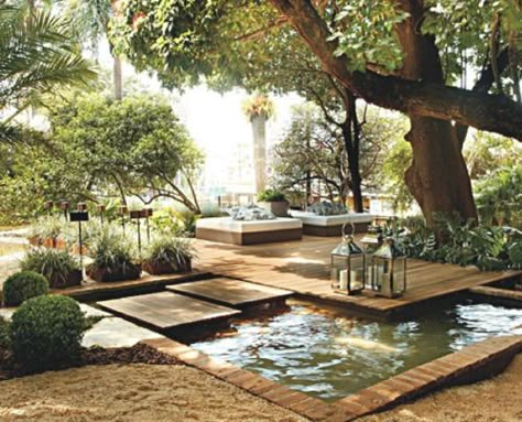 Kolam Koi, Plunge Pool, Garden Pool, Dream Backyard, Outdoor Deck, Water Feature, Backyard Oasis, Outdoor Rooms, Outdoor Design