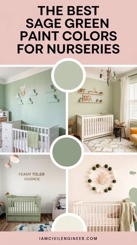 Sage Paint For Nursery, Sage Green Nursery Color Palettes, Best Sage Green For Nursery, Best Light Sage Green Paint Colors, Sage Nursery Paint Colors, Light Green Nursery Paint Colors, Bitter Sage Behr, Sage Green Nursery Paint Colors, Sage Green Wall Color