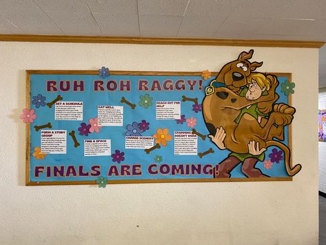 Ra Bulletin Boards Scooby Doo, Scooby Doo Ra Bulletin Board, Resident Advisor Programs, Funny Ra Boards, Scooby Doo Ra Theme, Fun Ra Bulletin Boards, Ra College Floor Themes, Finals Bulletin Board Ra, Scooby Doo Bulletin Board