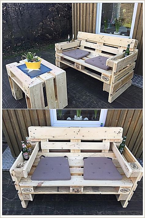 Patio Furniture Sets - Discover your dream products at Amazon.com. Buy what you wanted NOW! Palette Outdoor Furniture, Balcon Mic, Wood Lanterns, Pallet Garden Furniture, Pallet Patio Furniture, Pallet Bench, Pallet Projects Furniture, Pallet Patio, Wooden Pallet Furniture