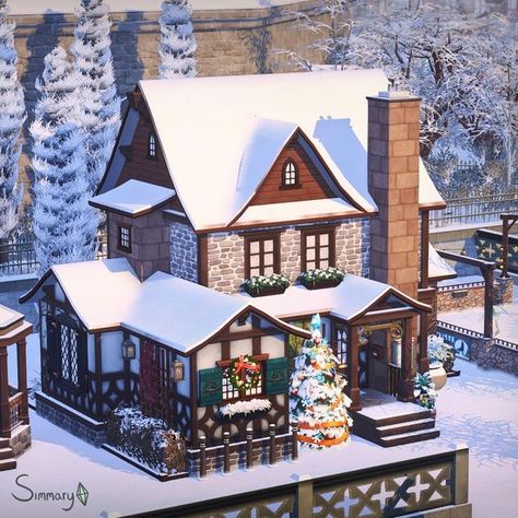 Simmary on Instagram: "🎄Christmas Restaurant🎄 A cozy restaurant in Windenburg, all set up for the Holidays! 😊 Speedbuild is up on my channel! ➡️ Link in bio Gallery ID: simmarysims #sims4 #ts4 #thesims4 #nocc #sims #sims4household #sims4build #simstagram #instasims #simsta #simshouse #gallery #game #gamer #games #videogame #showusyourbuilds #youmakethesims #sccregram #ea #maxis #stayandplay @simscreatorscommunity" Sims Christmas House, Christmas House Sims 4, Sims 4 Christmas Build, Christmas Sims 4 House, Sims 4 Seasons House, Sims Winter House, Sims House Floor Plans, Sims 4 Christmas House, Storyline Ideas