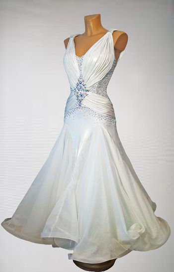 White Ballroom Dress, Ballroom Waltz Dresses, Smooth Dresses Ballroom, White Ballroom Dance Dress, Ballroom Dance Practice Dresses, Smooth Ballroom Dress, Smooth Dance Dresses, Ballroom Dance Competition Dress, Waltz Dress