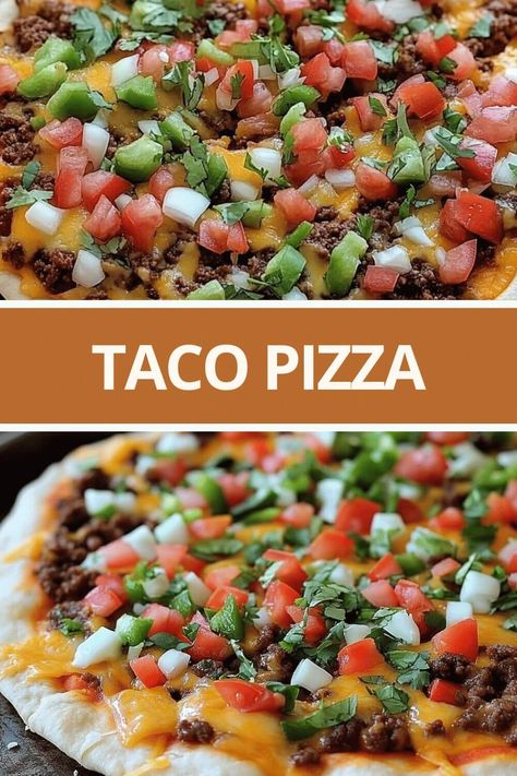 Easy Taco Pizza – Try it, you will not regret it! Sheet Pan Taco Pizza, Easy Mexican Pizza, Stromboli Recipes, Taco Pizza Recipe, Easy Taco Pizza, Ham And Green Beans, Pizza Taco, Taco Pizza Recipes, Crescent Roll Crust