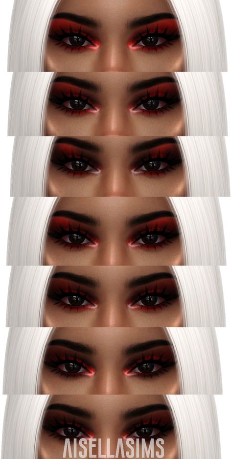 𝓔𝔂𝓮 𝓢𝓱𝓪𝓭𝓸𝔀 𝓥-𝓓𝓪𝔂 𝓒𝓸𝓵𝓵𝓮𝓬𝓽𝓲𝓸𝓷 𝓡𝓮𝓭𝓼 | NoNvme Sims on Patreon Sims 4 Cc Goth, Sims 4 Piercings, Sims 4 Cc Eyes, Makeup Cc, Sims 4 Anime, Beauty App, Free Sims 4, Sims 4 Cc Makeup, Sims 4 Body Mods