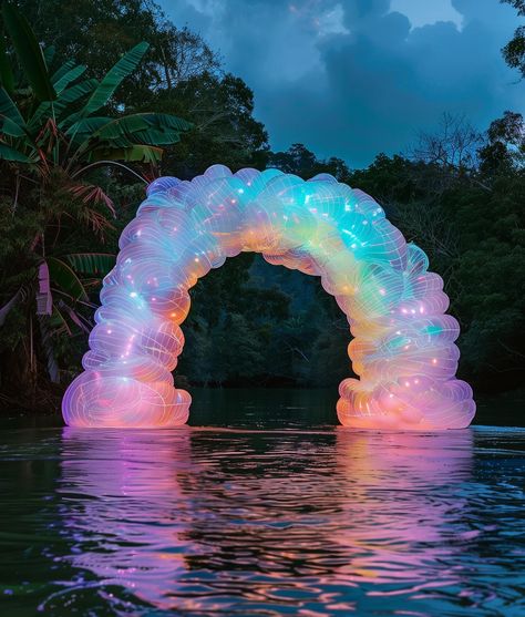 Ｊｕｎｇｌｅ 🌿 🌈🌊Ｃｒｕｉｓｅ #MondayVibes #Jungle #JungleCruise #IridescentAIArt #IridescentArt #Iridescent #Holographic #LED #Bridge #Arch #Inflatable #ArtInstallation #TakeMeToTheJungle Led Arch, Neon Gods, Holographic Party, Disney Princess Toys, Jungle Cruise, Festival Inspo, Princess Toys, Monster Concept Art, Aesthetic Collage