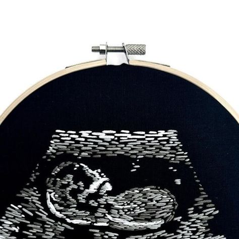 Little Knots & Threads on Instagram: "A baby ultrasound for an expecting mama! I’ve always wanted to embroider an ultrasound and I finally got the chance to. I am very happy how it turned out. 🖤🥳  #embroidery #embroideryart #handembroidery #handembroidered #art #fiberart #fiber #fiberartist #textileartist #textileart #textile #textileartwork #ultrasound #baby" How To Embroider Ultrasound, Baby Ultrasound, Textiles Artwork, Textile Artists, Ultrasound, Very Happy, Embroidery Art, Textile Art, Fiber Art