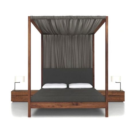 Modern Canopy Bed Fabric, Mansion Kitchen Luxury, Modern Canopy Bed Wood, Canyon Arched Canopy Bed, Cb2 Canopy Bed, Real Wood Canopy Beds, Bungalow Bedroom, Wood Canopy Bed, Canopy Bed Frame