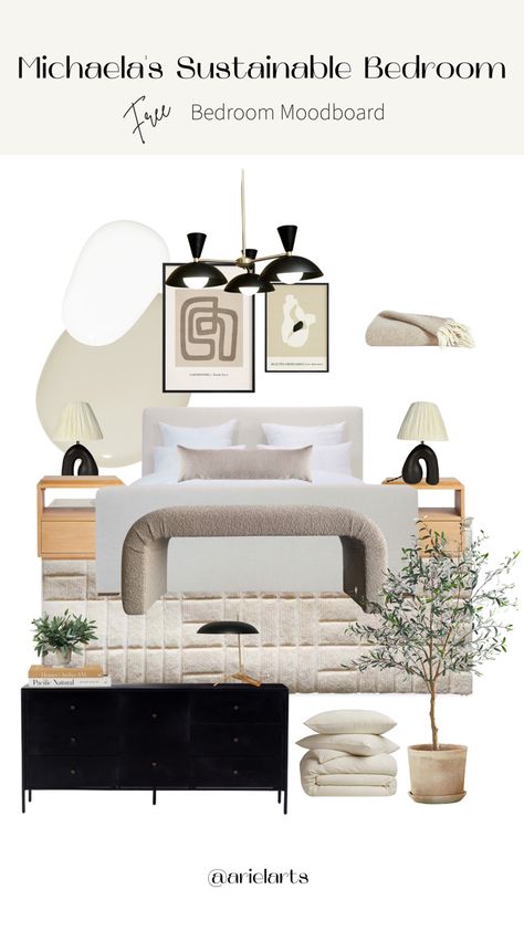 Bedroom Moodboard Post Modern Headboard, Guest Bedroom Ideas Organic Modern, Organic Modern Glam Decor, Organic Morden Bedroom, Modern Organic Moodboard, Minimal Chic Bedroom, Minimal Organic Modern, Organic Modern Small Bedroom, Guest Bedroom Ideas Modern Luxury