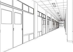 School Hallway Drawing Reference, Floor Perspective Drawing, School Hallway Drawing, Classroom Drawing, Manga School, Perspective Drawing Lessons, Japan Architecture, Desktop Background Pictures, Manga Drawing Tutorials