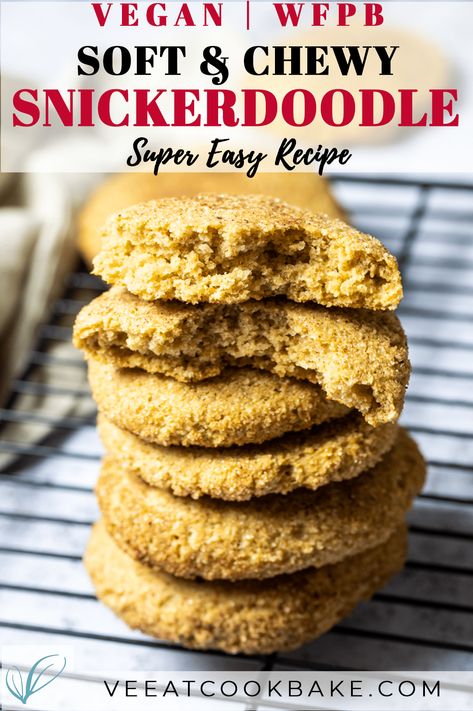 Recipe for super fluffy and pillowy vegan wfpb snickerdoodles. These cookies are refined sugar-free, oil-free and wfpb friendly. Make these for a treat, snack or as a gift. Perfect for a tea party. #vegancookies #vegansnickerdoodles #veganbaking #wfpbcookies Wfpb Cookies, Vegan Snickerdoodle Cookies, Vegan Christmas Cookies Recipes, Cookie Base Recipe, Vegan Snickerdoodles, Vegan Christmas Cookies, Healthy Cookie, Vegan Cookie, Plantbased Recipes