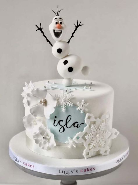 Simple Elsa Birthday Cake, Olaf Frozen Cake, Olaf Birthday Cake, Elsa Birthday Cake, Frozen Birthday Party Cake, Pastel Frozen, Olaf Party, Winter Torte, Dora Birthday