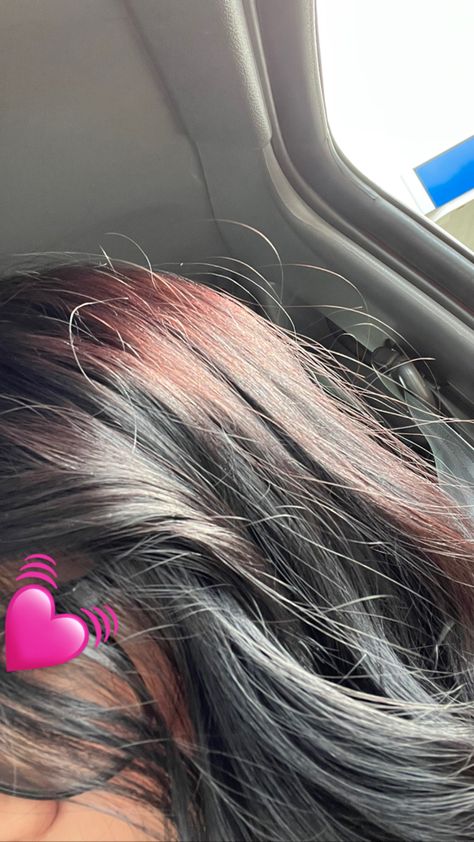 dyed my hair red on a friday night and three days later i dyed it black 🧸 this is what it looks like outside in the sun 😍 Jet Black Hair With Red Tint, Red Tinted Black Hair, Cherry Coke Hair, Black Red Hair, Cherry Coke, Red Tent, Jet Black Hair, Hair Idea, Hair Red