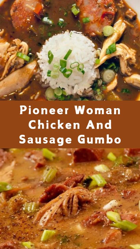 Pioneer Woman Chicken And Sausage Gumbo Easy Gumbo, Gumbo Recipe Easy, Chicken And Sausage Gumbo, Chicken Sausage Gumbo, Cajun Gumbo, Gumbo Recipe Sausage, Chicken Gumbo, Chicken And Sausage, Sausage Gumbo