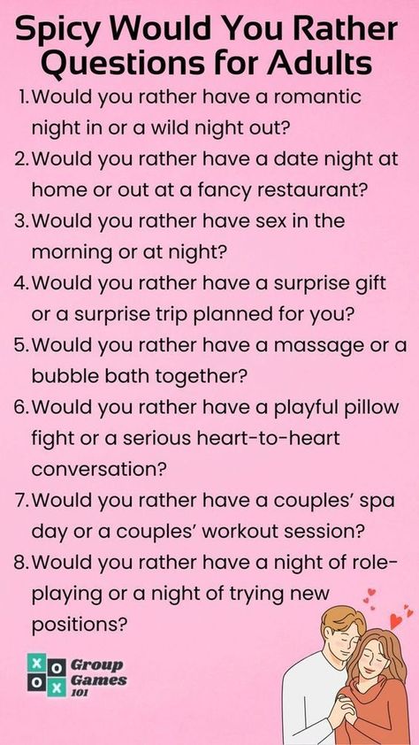 8 spicy would you rather questions for adults Question For Couples, Flirty Messages, Hot Seat Questions, Text Conversation Starters, Flirty Lines, Signs Guys Like You, Truth Or Truth Questions, Questions For Couples, Flirty Questions