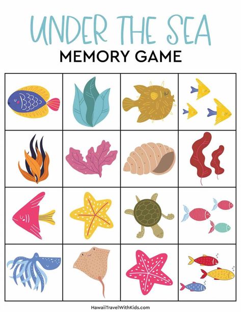 Turtle Games For Kids, Under The Sea Activities For Kids, Under The Sea Games, Ocean Printables, Travel Games For Kids, Aba Ideas, Printable Under The Sea, Kids Travel Games, Ocean Games