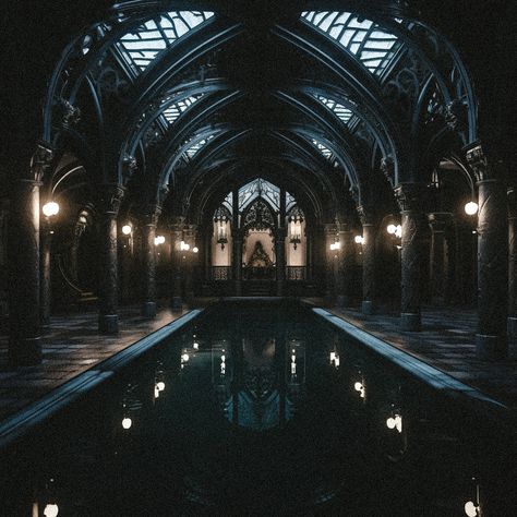 Gothic Pool, Dark Home Decor, Dark Home, Indoor Swimming Pools, Gothic House, Black Marble, Indoor Pool, Bathroom Interior Design, Bathroom Interior