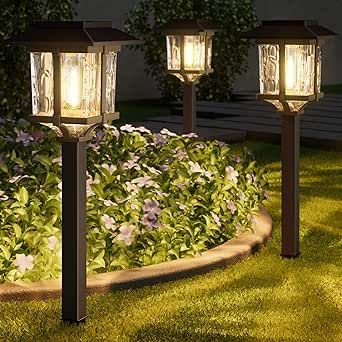 XMCOSY+ Solar Lights Outside - 2-Tone Bronze & Wood Tone (Color),15 LM LED Solar Lights Outdoor Waterproof IP65, Glass Outdoor Solar Lights for Yard Garden Pathway Walkway Driveway (Warm White) Solar Lights Ideas Outdoor Walkway, Solar Lights For Yard, Lights Outside, Solar Yard Lights, Outdoor Walkway, Solar Lights Outdoor, Garden Pathway, Lights Outdoor, Outdoor Solar Lights