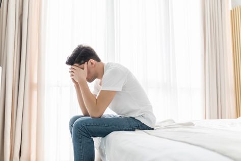 Sitting On The Edge Of The Bed, Sitting On Bed Pose Reference, Sitting On Bed Reference, Person Sitting On Bed, Sitting On Bed Pose, Sitting On Edge Of Bed, Hangover Aesthetic, Cosmic Core, Sitting On Bed