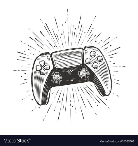 Remote Drawing Sketch, Playstation Remote Drawing, Gaming Drawings Ideas, Remote Control Drawing, Remote Inktober, Remote Illustration, Game Controller Drawing, Remote Drawing, Ink Reference