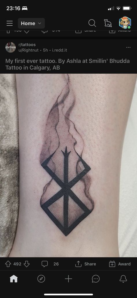 Berserk Tattoo Ideas, Berserker Tattoo, Loki Tattoo, Berserk Tattoo, Brand Of Sacrifice, Icon Tattoo, Manga Tattoo, R Tattoo, Different Tattoos