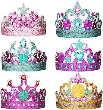 Mermaid Party Hats, Kids Tiara, Princess Tiaras, Mermaid Theme Birthday Party, Mermaid Party Favors, Crown For Kids, Crown Crafts, Diy Crown, Princess Diy